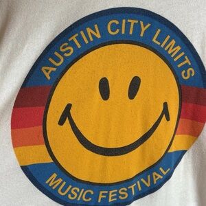 Aviator Nation Shirt Unisex White Austin City Limits ACL Ringer Tee Smiley XL